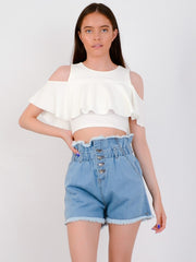 Cold Shoulder Frill Top