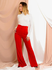 Button Front High Waist Trousers