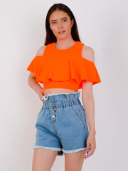 Cold Shoulder Frill Top