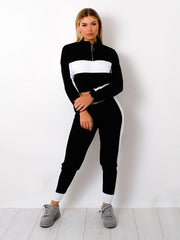 Contrast Panelled Zip Lounge Set