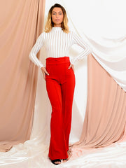 Button Front High Waist Trousers