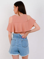Cold Shoulder Frill Top