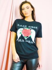 Rock Chick Rose Printed T-Shirt