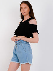 Cold Shoulder Frill Top