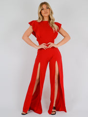 Split Leg Frill Detail Jumpsuit