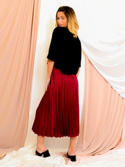 Satin Pleated Midi Skirt