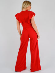 Split Leg Frill Detail Jumpsuit