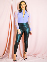 Fishnet Sleeve Zip Up Jacket