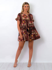 Blumenbox Druckschnackstufte Kittelkleid