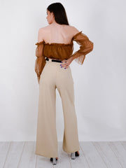 Polka Dot Mesh Bardot Crop Top