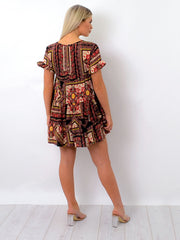 Blumenbox Druckschnackstufte Kittelkleid