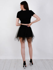 Layered Mesh Mini Skirt