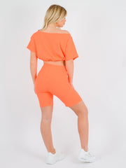 Drawstring Crop Top & Shorts Co-ord