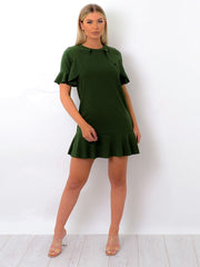 Frill Detail Peplum Dress