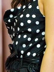 Polka dot jacquard print satijn cami top