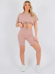 Drawstring Crop Top & Shorts Co-ord