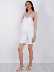 Frill Mesh Trim Cami Top