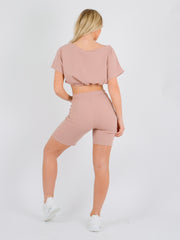Drawstring Crop Top & Shorts Co-ord