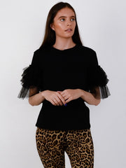 T-Shirt mit Mesh geschichtter Ärmel