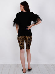 T-Shirt mit Mesh geschichtter Ärmel