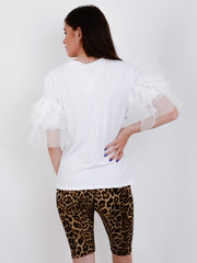 T-Shirt mit Mesh geschichtter Ärmel