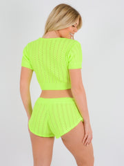 Strickkordelschnüre-Top & Shorts Coord