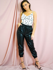 Polka dot jacquard print satijn cami top