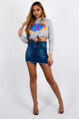 Eye Graphic Printed Cropped Hoodie