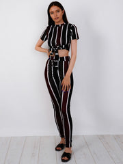 Multi Striped Ribbed Crop Top & Trouser Co-ord