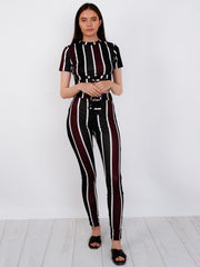 Multi Striped Ribbed Crop Top & Trouser Co-ord