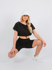 Drawstring Crop Top & Shorts Co-ord