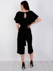 Balloon Waist Belted Culotte Jumpsuit