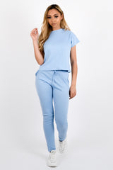 Rippen kurzärmelige Boxy Loungewear Co-ord