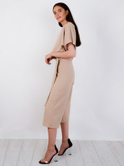 Balloon Waist Belted Culotte Jumpsuit
