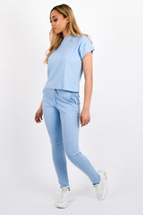 Rippen kurzärmelige Boxy Loungewear Co-ord