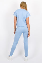 Rippen kurzärmelige Boxy Loungewear Co-ord