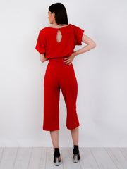 Balloon Waist Belted Culotte Jumpsuit