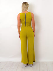 Zip Back Tie Knot Ribbed Jumpsuit