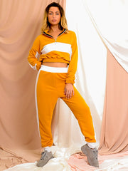 Contrast Panelled Zip Lounge Set