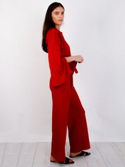 Split Sleeve Ribbed Crop Top & Trouser Co-ord