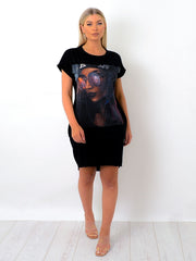 Meisje met een bril Applique T-shirt jurk