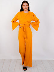 Split Sleeve Ribbed Crop Top & Trouser Co-ord