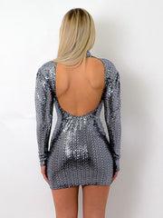 Keyhole Front Sequined Dress