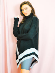 Contrast Panel Poncho Style Knitted Jumper