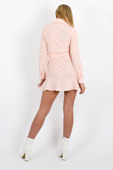 Rüschensaum -Hemd -Hemdkleid mit Gürtel