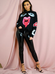 Olivia & Samira Monster Printed Sweatshirt Jumper