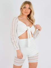 Tie Knot Crochet Crop Top & Shorts Co-ord