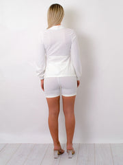 Plunge Neck Tie Knot Shorts & Top Co-ord