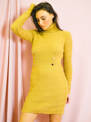 Zig Zag Knit Button Front Dress