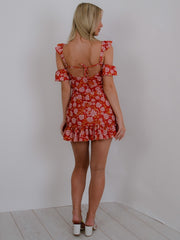 Blumendruck -Frill Saumkleid